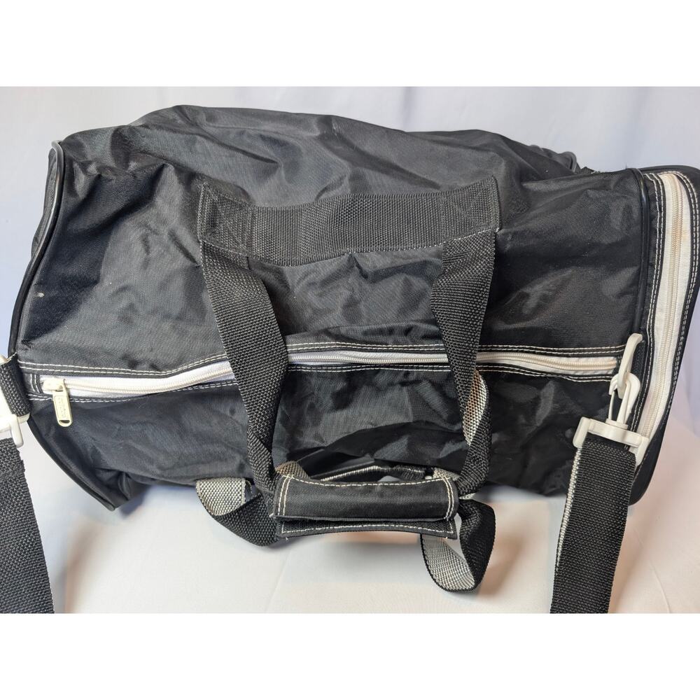 Adidas Duffle Bag Medium Black White Classic Trefoil Gym Workout Sports Strap - Picture 5 of 9